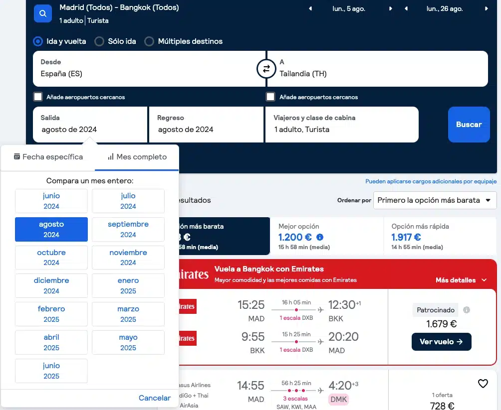 buscar vuelo mes completo skyscanner